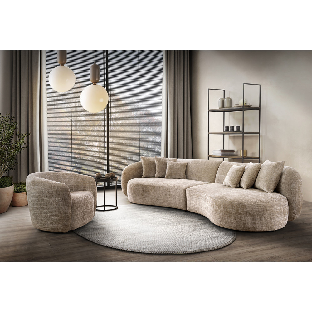 Organische zetel 4zit met kussens beige Gero Wonen